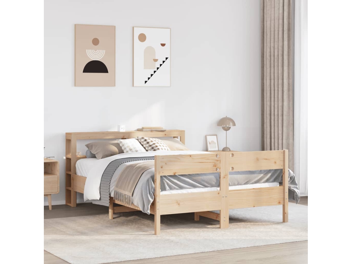 Estructura De Cama Sin Colchón Madera Maciza De Pino 120x190 Cm