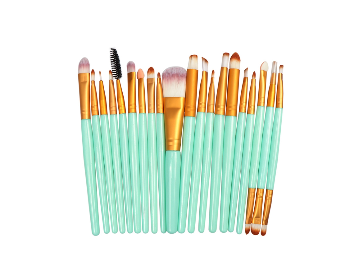 Conjunto De 20 Pinceles De Maquillaje Base, Sombras, Ceja Y Labio Vante (cabo Verde 1)