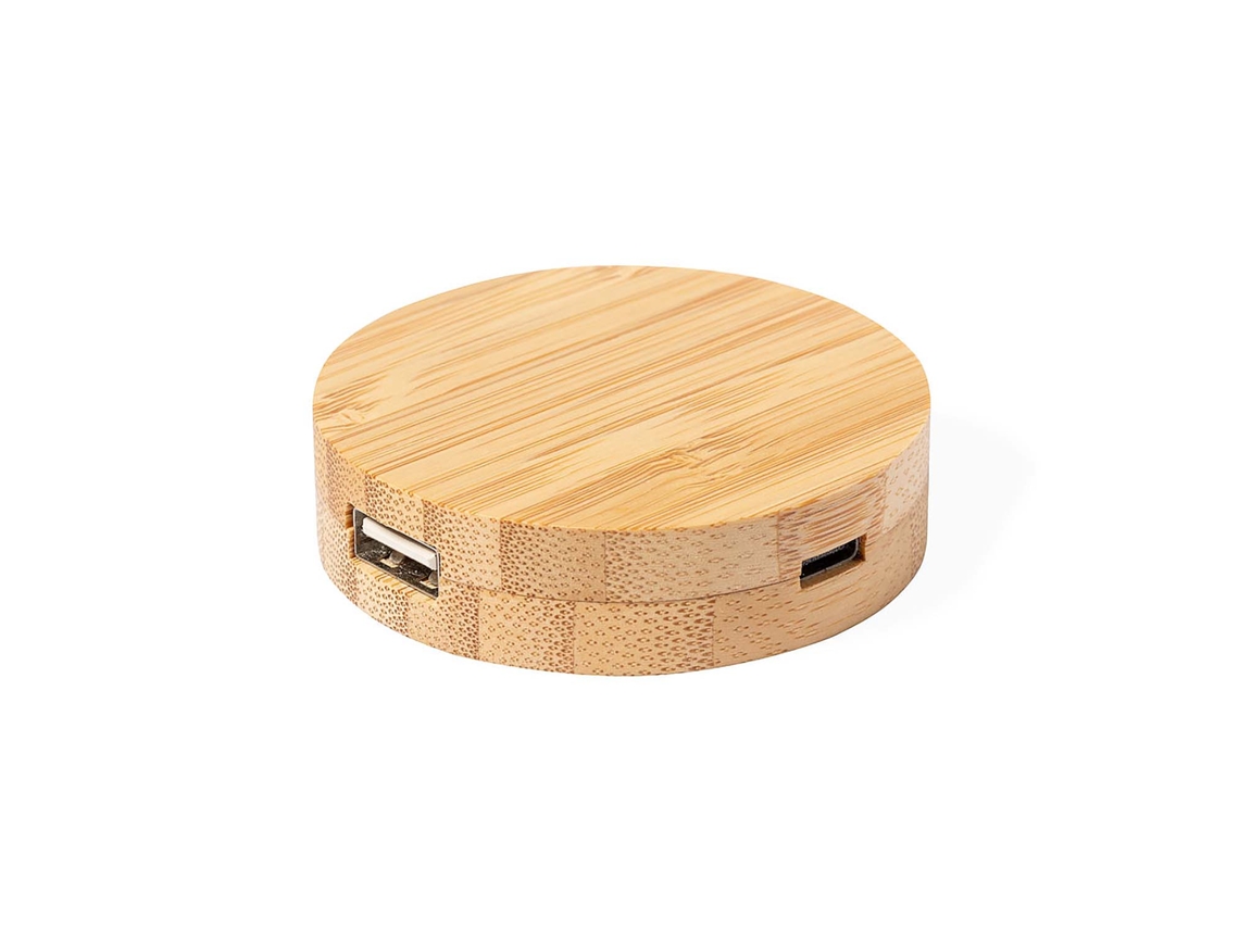 Puerto Nature Bambú Usb 1 Puerto Tipo C. 2 Puertos Usb 2.0