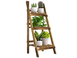 Soporte de madera para plantas, 3 niveles, plegable, 40x37x93 cm, acabado natural.