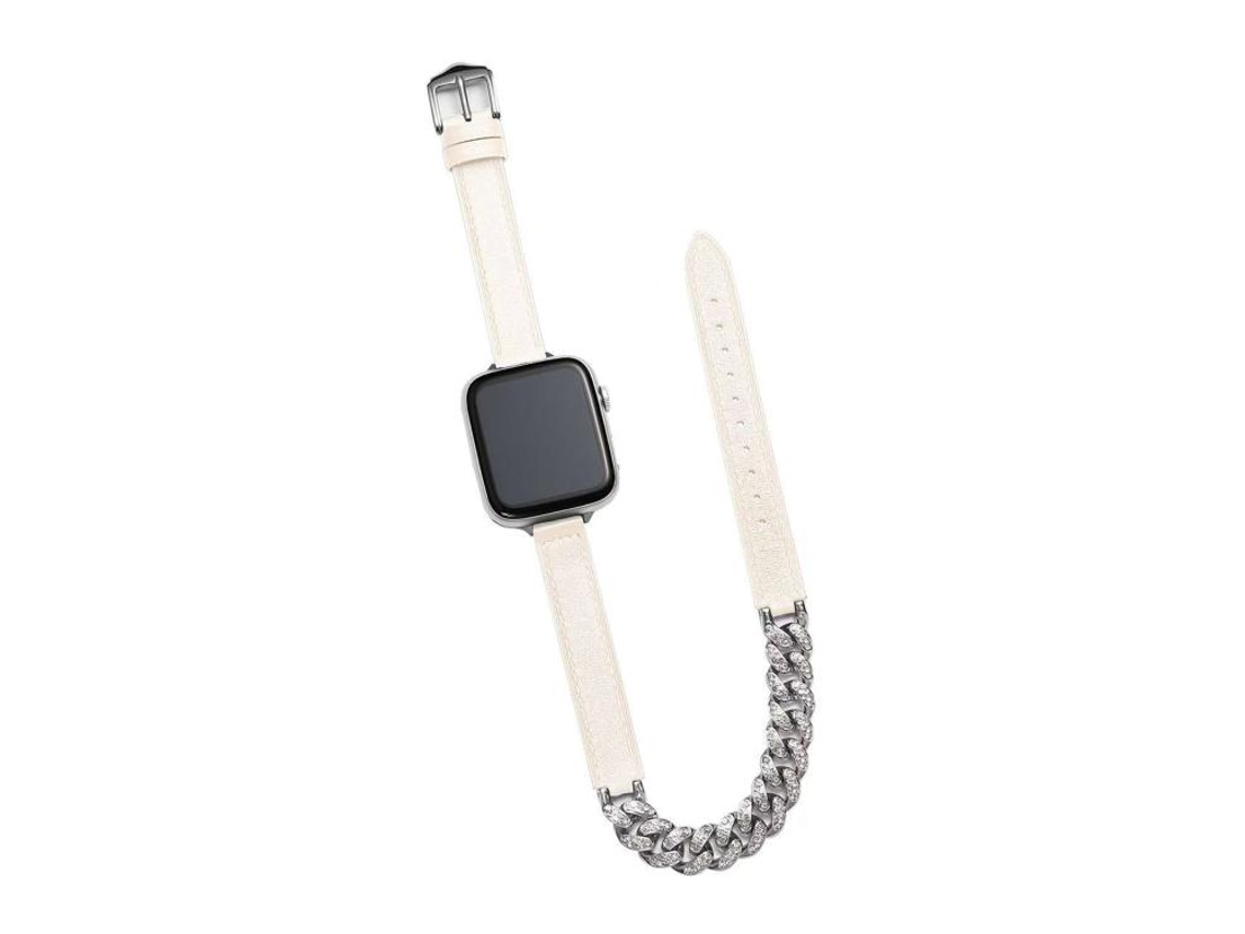 Correa para Apple Watch de 46/49/45/44 mm - Piel auténtica con incrustaciones de diamantes