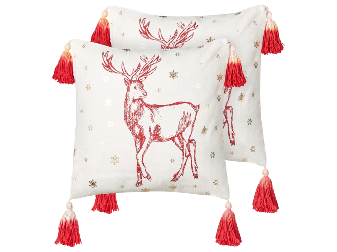 Cojines decorativos festivos BELIANI Vallota de Algodón Blanco 45x45x10