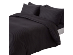 Homescapes Black Egyptian Cotton Duvet Cover And Pillowcases 330 Tc, Double