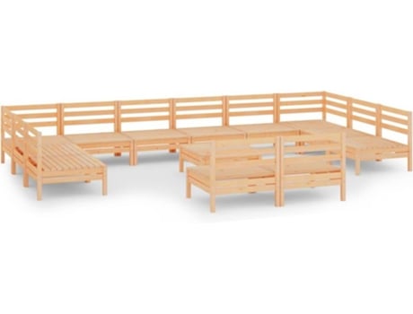 vidaXL Juego de muebles de jardín 13 piezas madera maciza de pino