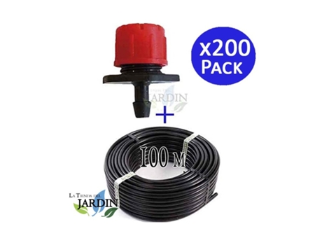 Tubería Goteo 16 Mm X 100 M Color Negro 200 Goteros Regulables 0 a 70 L/H SUINGA