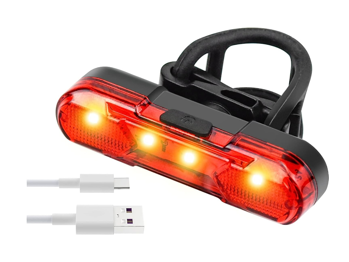 Luz trasera de bicicleta LED recargable por USB resistente al agua YIZHOOD DES589 (negra)