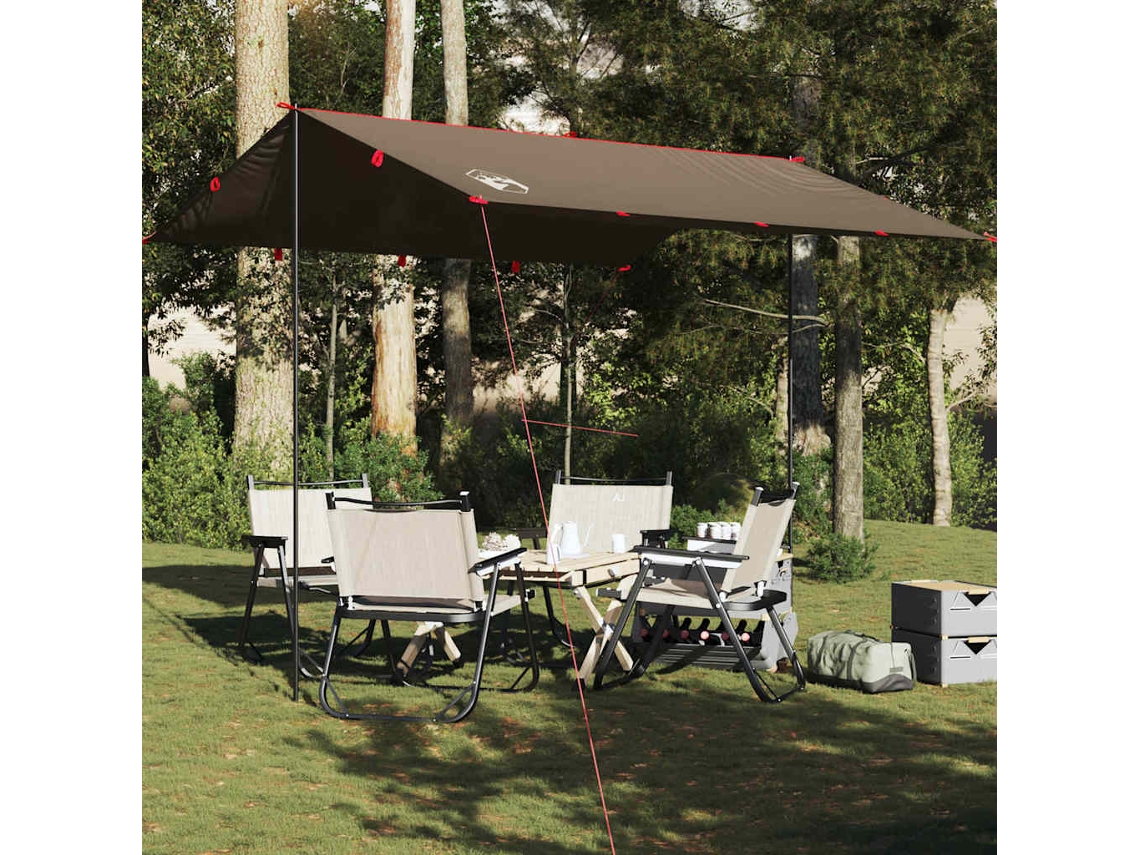 Lona de camping impermeable de 306x306 cm, color marrón.