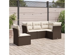Conjunto de sofás de jardín con cojines de mimbre marrón, Dkd Home Decor