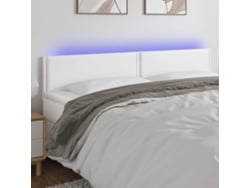 Cabecero Con Led Cuero Sintético Blanco 200x5x78/88 Cm