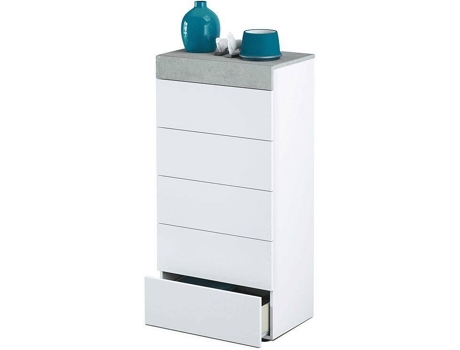 Cómoda HABITDESIGN Tekkan (Blanco y Gris - Melamina - 61 x 118 x 40 cm)