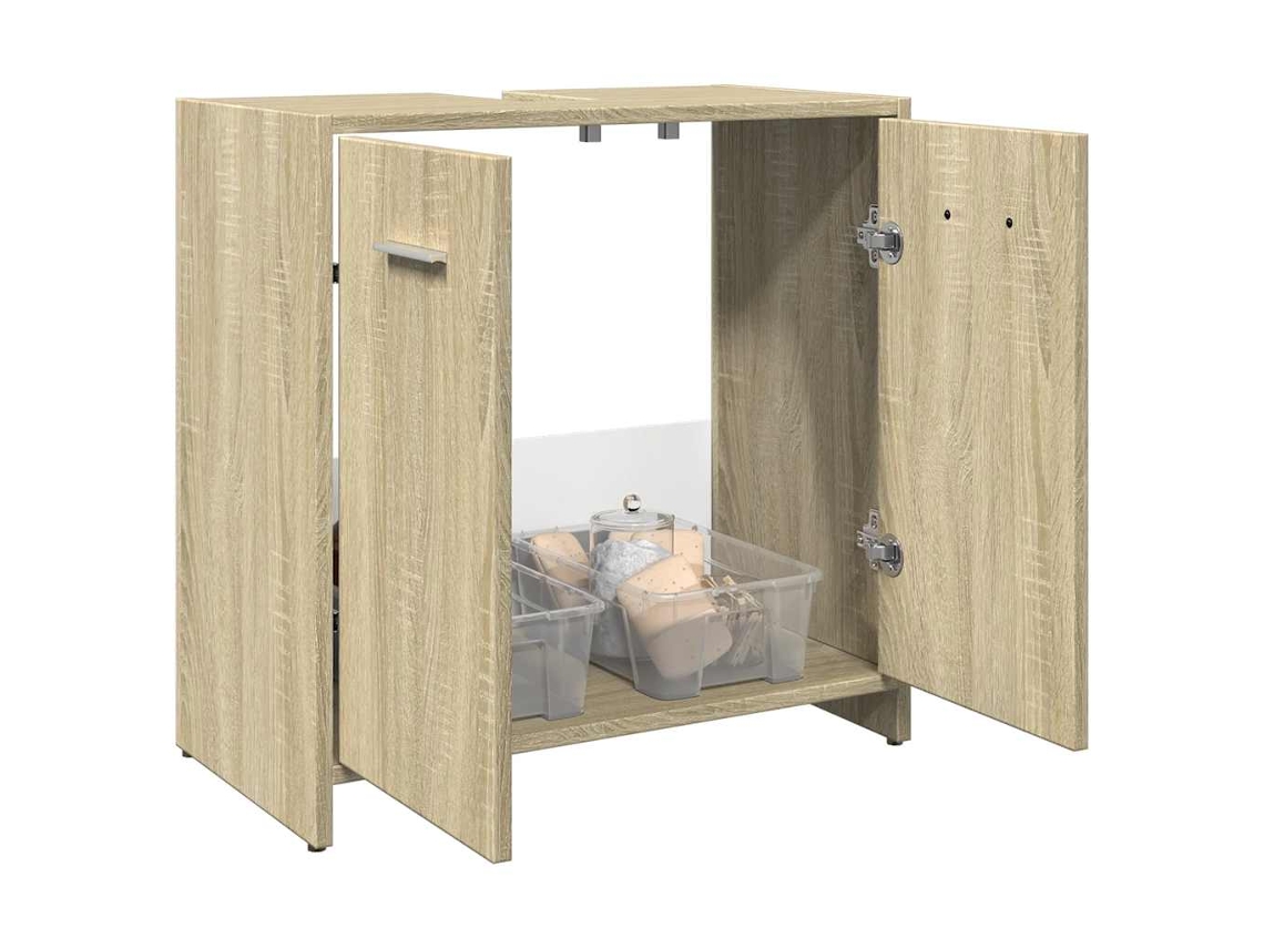 Armario Lavabo Baño Madera Ingeniería Roble Sonoma 60x33x60 Cm