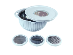 Bol Tamizador 4 En 1 Con Herramientas Para Cortar, Acero Inoxidable, Giratorio, Para Lavar Verduras, Azul