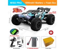 Coche RC 116 4WD con luces LED, alta velocidad, 50 o 70 km/h, Monster Truck para niños, azul Aeuzwr