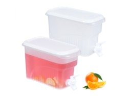 Relaxdays Dispensador De Bebidas Nevera, Set De 2, 3 L, Surtidor De Agua Con Grifo Y Tapa, Plástico, Transparente/blanco