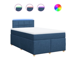 Maison Exclusive - Cama Box Spring Con Colchón Tela Azul 120x190 Cm