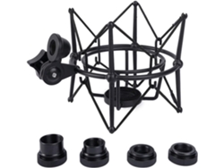 Soporte Antivibración Ajustable Para Micrófono, Ideal Para Grabación, Fabricado En Metal Negro.