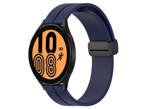Correa de reloj inteligente para Samsung Galaxy Watch4 44 mm 20 mm Correa de reloj de silicona con cierre magnético de color sólido (azul medianoch...