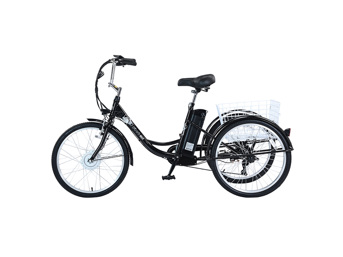 Triciclo de carga eléctrico Gogobest GF100 de 24 pulgadas, 350 W, batería de 36 V y 15 Ah