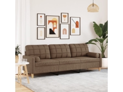 Sofá De 3 Plazas | Sofá De Salón | Sofá De Descanso Con Cojines Tela Marrón 210 Cm Wsd296653