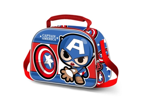 Capitán América Let's go-Bolsa Portamerienda 3D, Azul