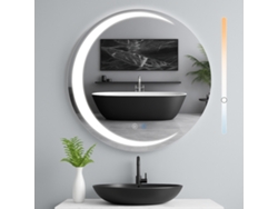 Espejo de baño redondo con luz LED, IP44, 50 cm, control táctil, NETTLIFE