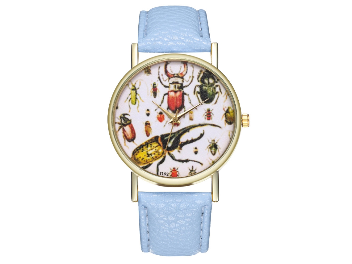 Reloj Analógico De Cuarzo Para Hombre Y Mujer Con Correa De Cuero Pu (azul Claro)