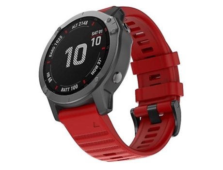 Correa Smartwatch Para Garmin Fenix 6X 26Mm Silicona Reloj Inteligente Banda Roja VENISYMLIS