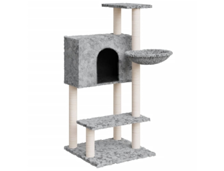 vidaXL Rascador para gatos con postes de sisal gris claro 108,5 cm