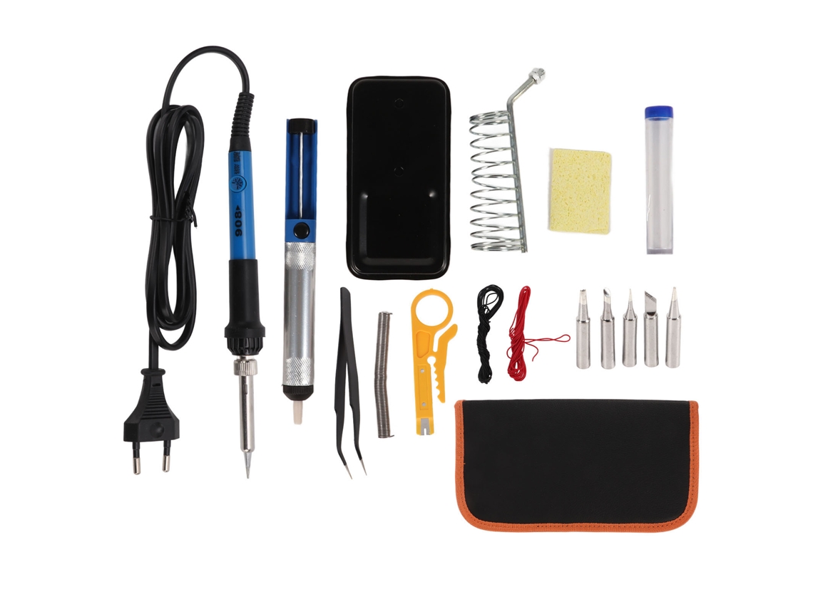Kit De Soldador De 60 W Con Calentamiento Rápido Ajustable, 15 Piezas Para Reparaciones Caseras.