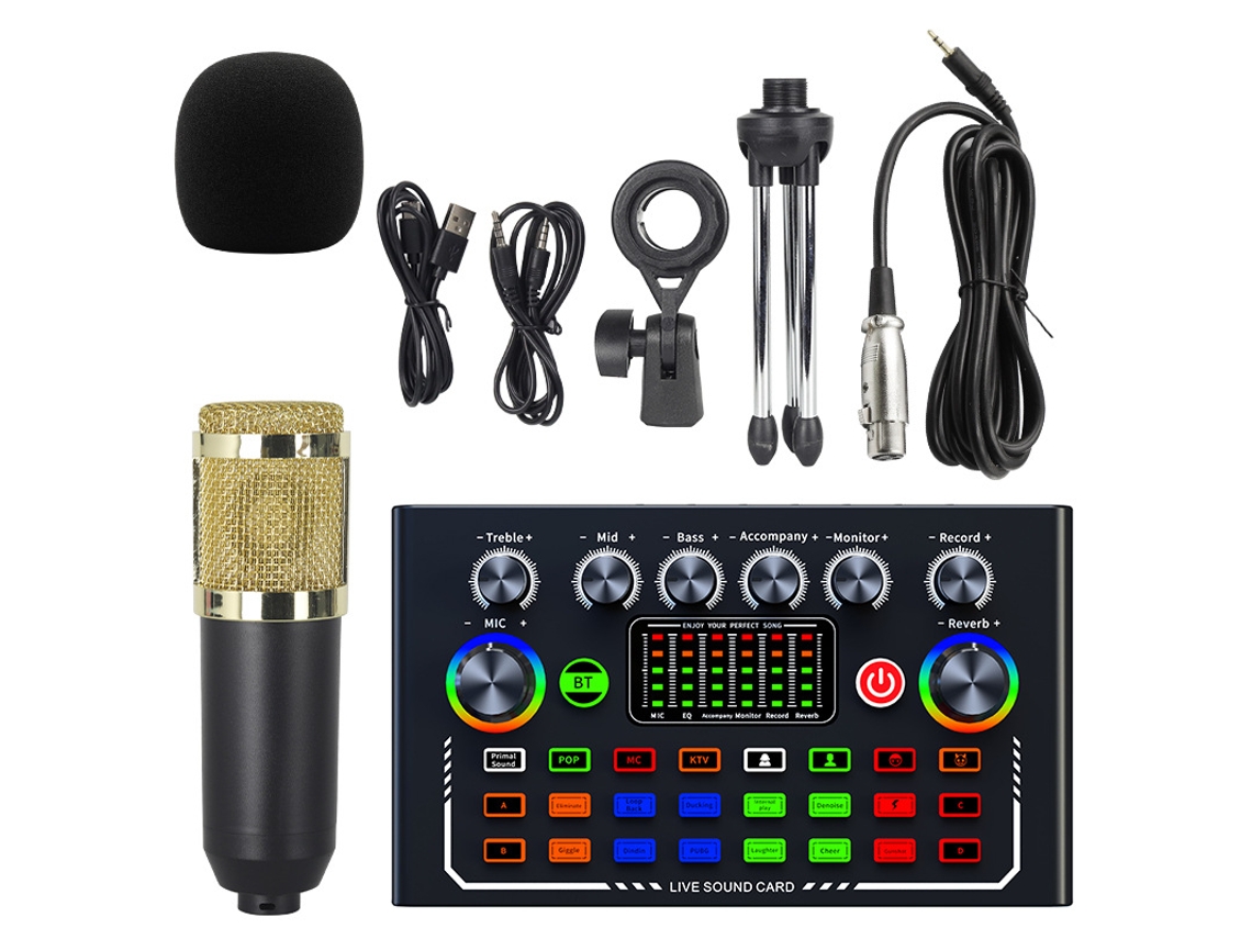 Micrófono de condensador profesional BM800 Tarjeta de sonido F009 Equipo de grabación de podcast Oro) Cuich