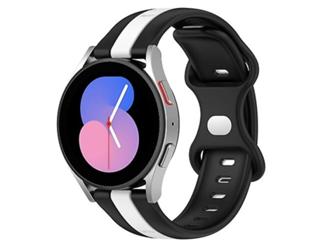 Correa para reloj Garmin Forerunner 55, hebilla de mariposa de 20mm, correa de silicona bicolor, negro y blanco VENISYMLIS