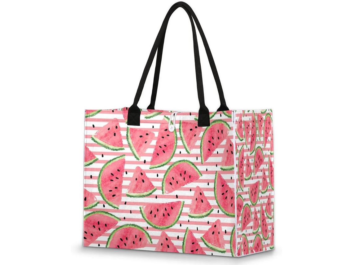 Bolso Mano Grande Tropicallife Estampado Sandía A Rayas Para Mujeres Niñas Bolso Hombro Compras Trabajo Gim