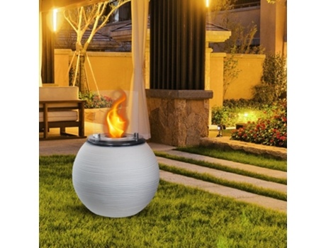 Chimenea de bioetanol brasero de jardín de pie para uso interior y exterior BOTTICELLI Pearl White d.40 x h54