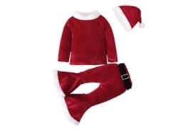 Yncm-conjunto De Ropa Navideña Para Niños 4 Piezas Traje De Santa Claus Manga Larga Velvet Pantalón Campana 2-5 Años