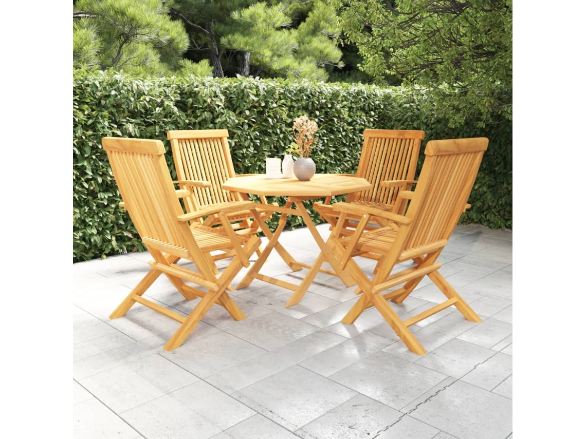 Juego de comedor de jardín de 2 piezas de madera maciza de teca Dkd Home Decor