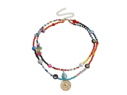 2026-collares De Turquesa Boho En Capas Para Mujer Ojo Del Diablo De Cerámica Suave Collar Colorido Estilo Europeo Americano