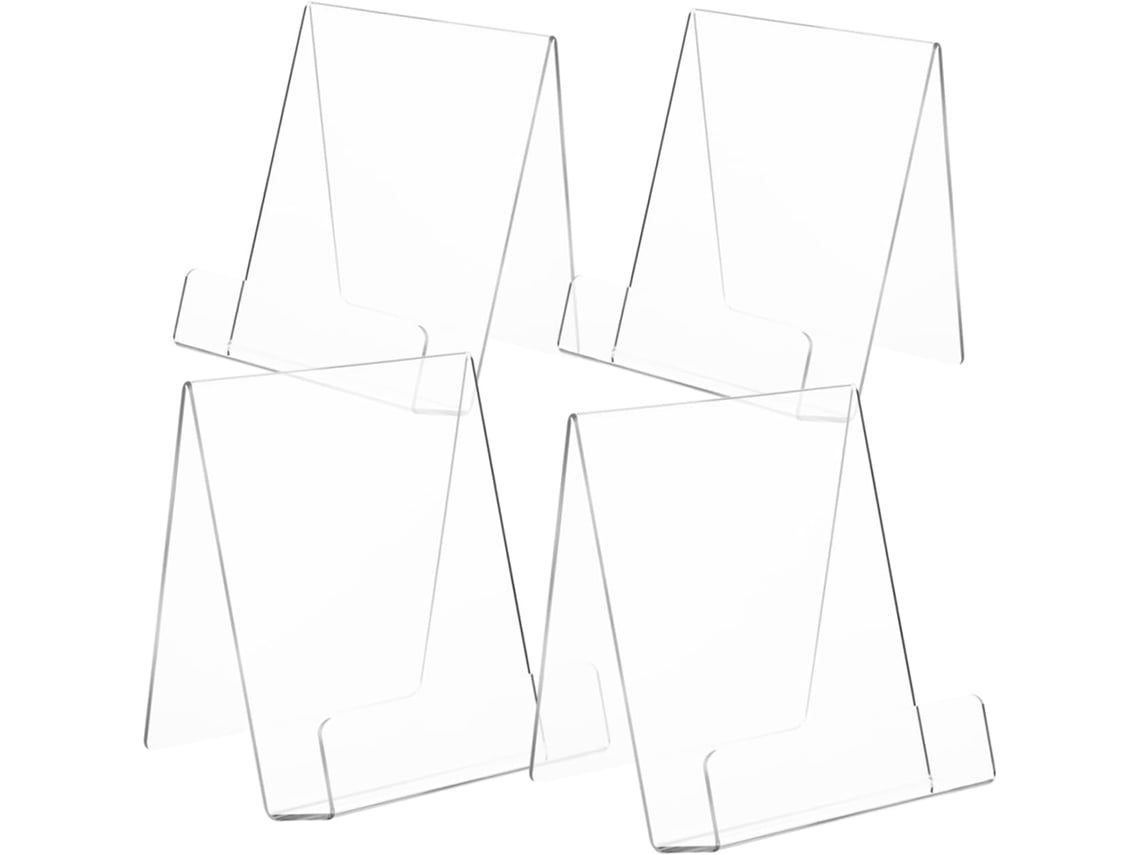 Juego De 4 Caballetes De Acrílico Para Exhibir Libros, Revistas Y Cds.