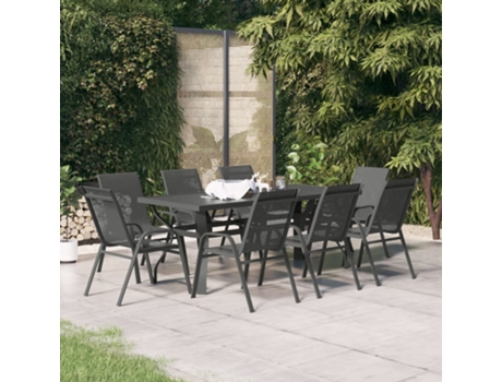 Conjunto 9 de comedor de jardín VIDAXL gris y negro