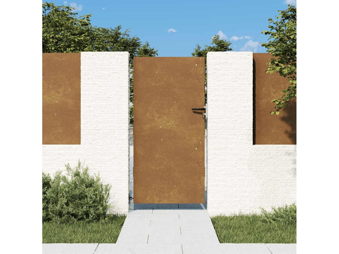 Puerta de jardín de acero corten de 85 x 200 cm WSD613551 Lovely House