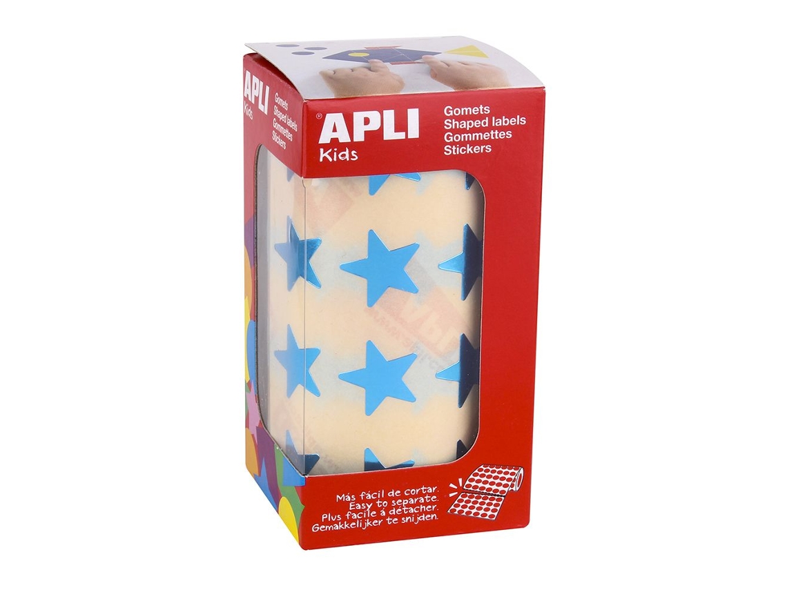 Gomets Autoadesivos APLI en Rollo - Estrela - Ø20Mm - Azul