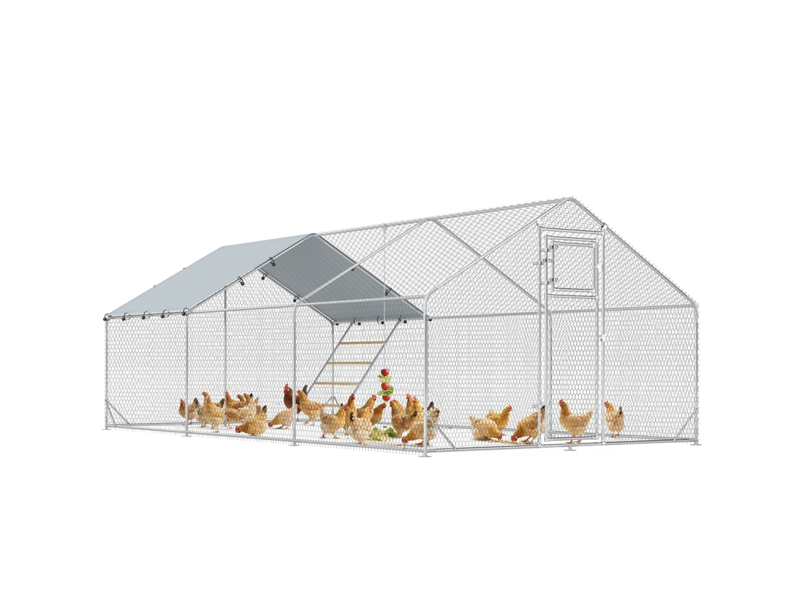 Gallinero Metálico De 3x6 M Con Percha Y Comedero, Con Tapa Galvanizada.