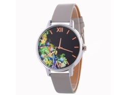 Reloj De Pulsera Analógico De Cuarzo Para Mujer Con Correa De Cuero Gris, Estilo Moderno.