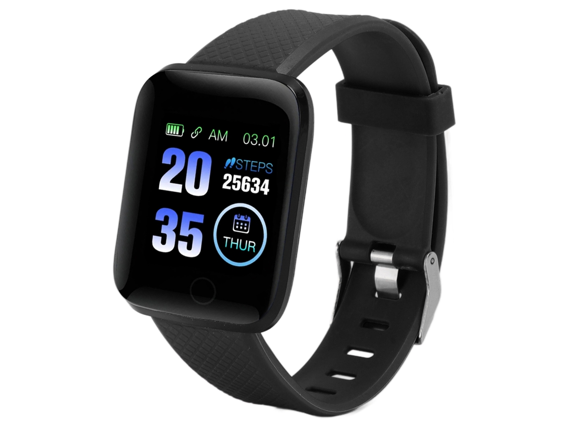 Reloj Inteligente 116 Plus De 1,3 Pulgadas, Resistente Al Agua Ip67, Con Bluetooth, Notificaciones Y Diseño Deportivo En Color Negro.