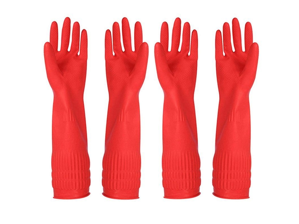 2026-guantes De Limpieza De Caucho Para Cocina 2 Pares Impermeables Reutilizables Con Partículas Anti-deslizantes