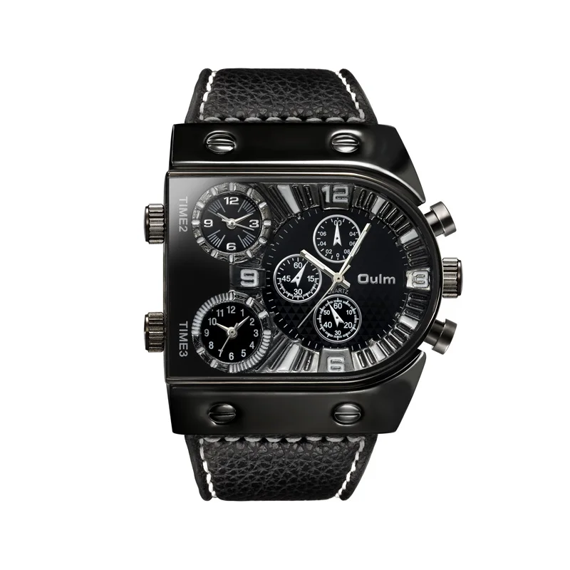 Reloj De Hombre Único De Gran Tamaño (negro) Con Tres Zonas Horarias, Ideal Para Deportes Al Aire Libre.