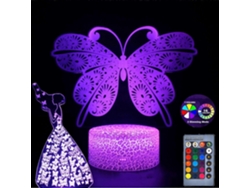 Luz nocturna infantil Scsyv LED con forma de mariposa y princesa, luz nocturna 3D para niños Rosewell