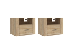 Juego de mesitas de noche de pared, color roble, Sonoma MAISON EXCLUSIVE, 50x36x40 cm
