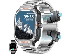 Reloj inteligente militar para hombre con auriculares TWS, llamadas Bluetooth, deportes al aire libre, monitor de actividad física y monitor de canales.