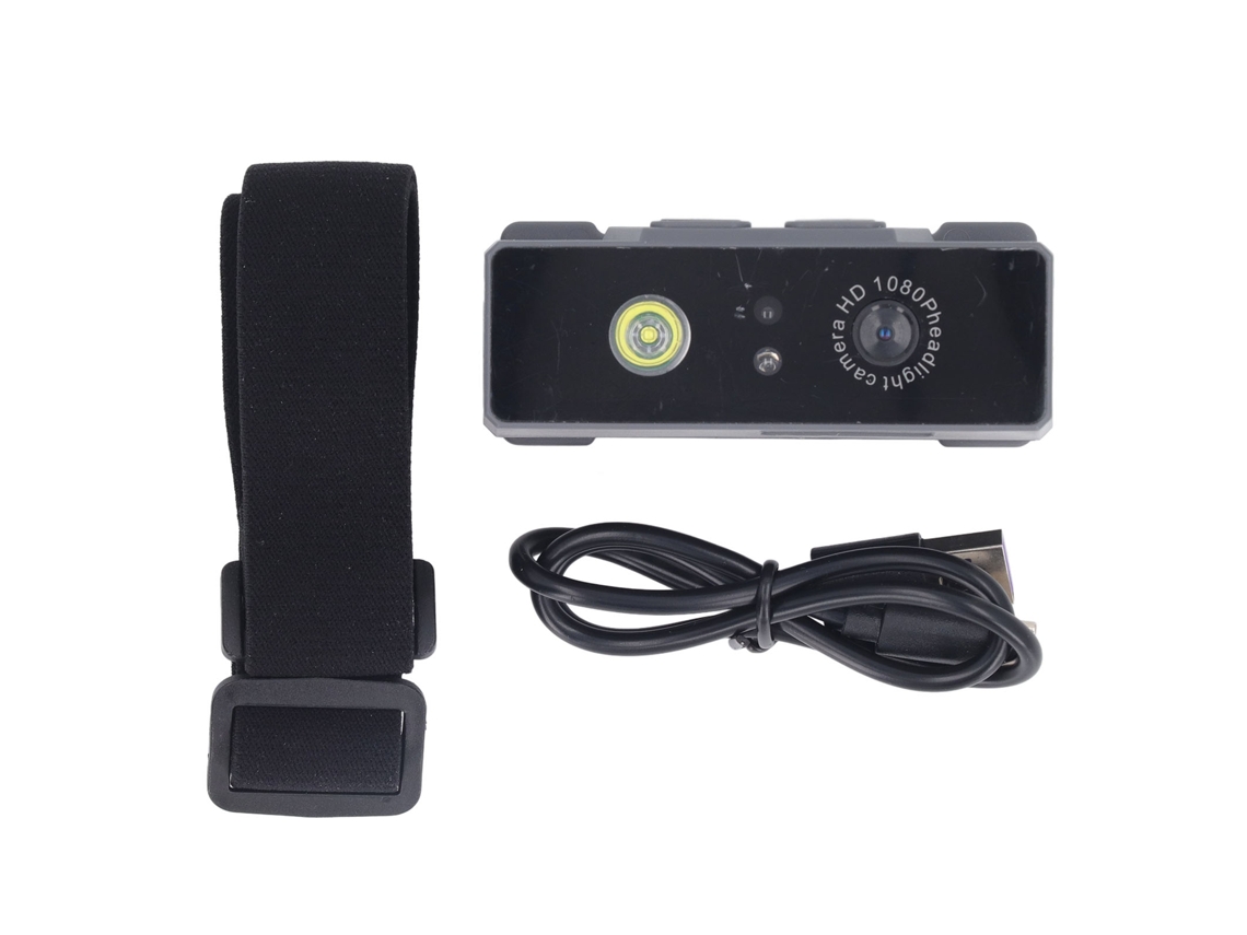 Cámara Deportiva Montada En La Cabeza Hd 1080p Con Iluminación, Alcance De 5 A 10 M, Batería De 1800 Mah Y Diadema.
