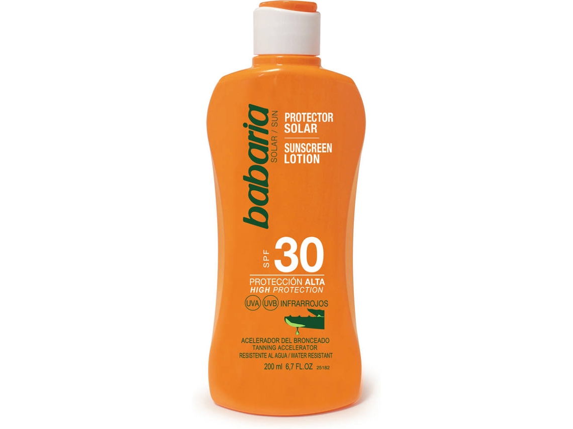 Protector Solar BABARIA Leche Aceleradora del Bronceado Aloe Vera SPF 30 (200 ml)